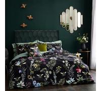 Wylder Midnight Bee Black Floral Velvet Duvet Cover Set