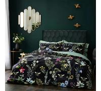 Wylder Midnight Bee Velvet Floral Duvet Cover Set - Black - King - Black - 100% Mixed