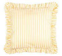 Wylder Millie Ruffle Cushion Cover - Water Resistant Ruffled Edge Heritage Stripe Outdoor Decorative Case (Yellow - 50x50cm)