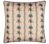 Wylder Monkey Palm Stripe Cushion Cover - Reversible Water Resistant Tropical Linear Piped Edge Outdoor Decorative Case (Papyrus - 45x45cm)