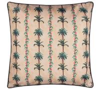 Wylder Monkey Palm Stripe Cushion Cover - Reversible Water Resistant Tropical Linear Piped Edge Outdoor Decorative Case (Papyrus - 45x45cm)
