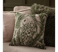 Wylder Nature Albus Barn Owl Floral Cushion In Green Green