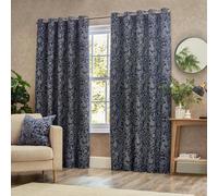 Wylder Bali Fully Lined Jacquard Eyelet Curtains Midnight 229cm width 229cm drop, Multi