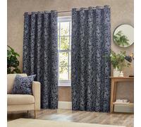 Wylder Bali Botanical Jacquard Eyelet Curtains In Midnight (229 X 137Cm)