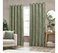 Wylder Bali Botanical Jacquard Eyelet Curtains In Olive 117 X 183Cm