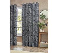 Wylder Bali Botanical Jacquard Eyelet Curtains In Midnight 117 X 183Cm, Multi