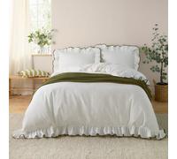Wylder Nature Blousey Cotton Ruffle Duvet Set, Single, Green