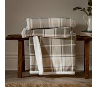 Wylder Nature Braemar Sherpa Tartan Fleece Throw In Beige Beige