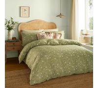 Wylder Nature Wylder Bronte Printed Floral Double Duvet Cover Set Sage, Green