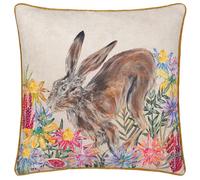 Wylder Nature Country Wilds Blossom Hare Printed Polyester Filled Cushion - Multicolour - 45x45cm
