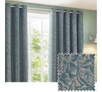 Wylder Nature Grantley Floral Jacquard Eyelet Curtain Pair in Blue | Size: 117 cm width x 137 cm drop Wylder Nature Blue 117 cm width x 137 cm drop