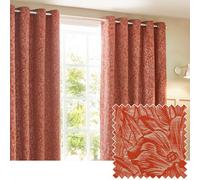Wylder Nature Grantley Floral Jacquard Eyelet Curtain Pair in Burnt Orange | Size: 117 cm width x 137 cm drop Wylder Nature Burnt Orange 117 cm width x 137 cm drop