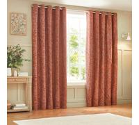 Wylder Nature Grantley Jacquard Eyelet Curtains - Brick - Brick - 117cm x 183cm