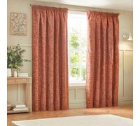 Wylder Nature Grantley Jacquard Pencil Pleat Curtains - Brick - 168cm x 229cm - Brick - 100% Polyester