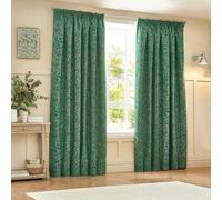 Wylder Nature Grantley Jacquard Pencil Pleat Curtains - Emerald - 229cm x 137cm - Emerald - 100% Polyester