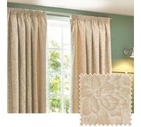 Wylder Grantley Jacquard Pencil Pleat Curtains In Natural 117 X 183Cm