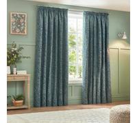 Wylder Nature Grantley Jacquard Pencil Pleat Curtains - Wedgewood - 168cm x 229cm - Wedgewood - 100% Polyester
