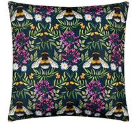 Wylder Nature House of Bloom Zinnia Bee Rectangular Polyester Filled Outdoor Cushion,Navy,43 x 43cm
