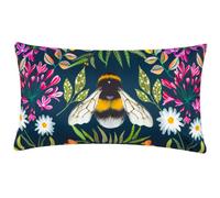 Wylder Nature House Of Bloom Zinnia Bee Rectangular Uv & Water Resistant Outdoor Polyester Filled Cushion