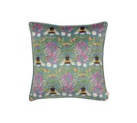 Wylder Nature House of Bloom Zinnia Bee Repeat Polyester Filled Cushion, 43 x 43cm