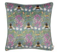 Wylder Nature House of Bloom Zinnia Bee Repeat Polyester Filled Cushion, 43 x 43cm