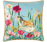 furn. Wylder Nature Marais Bird Meadow Printed Chenille Cushion Cover - Multicolour - 45x45cm