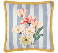 Wylder Nature Marais Cosmos Printed Chenille Cushion Cover - Blue/Yellow - 45x45cm