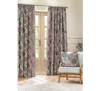 Wylder Nature Ophelia Pencil Pleat Lined Jacquard Curtains Red