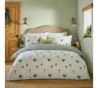 Wylder Super King Size Cream and Pine Christmas Nature Robin's Return Reversible Duvet Cover Set - Cream/Pine - Wilko
