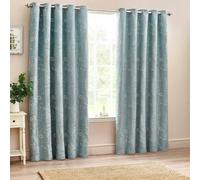 Wylder Nature Sophia Jacquard Floral Eyelet Curtains - Blue - Blue - 117cm x 137cm