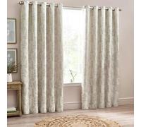 Wylder Nature Sophia Jacquard Floral Eyelet Curtains - Natural - 168cm x 229cm - Natural - 100% Polyester