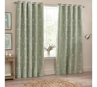 Wylder Nature Sophia Jacquard Floral Eyelet Curtains - Sage - Sage - 229cm x 183cm