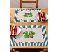 Wylder Evans Lichfield Strawberry Set Of 4 Indoor And Outdoor Placemats In Sage, Multi