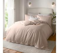 Wylder Nature Tilly Duvet Cover Set - 100% Tumbled Cotton Minimal Ruffle Bedding with Elegant Trim (Blush Pink - Double)