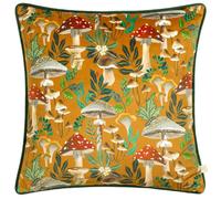 Wild Garden Mushroom Repeat Velvet Cushion Wylder Nature Multi 43cm x 43cm
