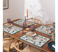furn. Wylder Wild Garden Placemats - Washable Classic Country Floral Bumblebee Set of 4 Quick Drying Table Mats (Multicoloured - 46x36cm)