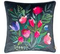 Wylder Nature Wild Gardens Mushroom Repeat Velvet Piped Feather Filled Cushion
