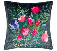 Wylder Nature Wild Gardens Posies Velvet Cushion Cover - Navy - Navy - 43cm x 43cm