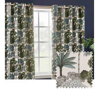 furn. Wylder Woodland Eyelet Curtain Pair - Room Darkening Lined Luxury Jacquard Nature Tree Curtains (Green - Width 229 x Drop 183cm)