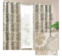 Woodlands Jacquard Room Darkening Eyelet Curtains Wylder Nature Natural 168cm width x 183cm drop
