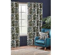 Wylder Nature Wylder Woodlands Fully Lined Floral Jacquard Eyelet Curtains Green 168cm width 183cm drop, Green