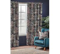 Wylder Nature Woodlands Lined Eyelet Jacquard Curtains Navy