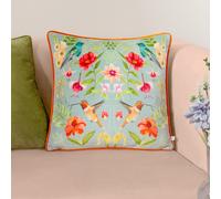 Wylder Nectar Garden Blossom Piped Velvet Cushion | Size: 43 cm x 43 cm Wylder Multicolor 43 cm x 43 cm