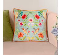 Wylder Nectar Garden Blossom Piped Velvet Polyester Filled Cushion Multi 43cm x 43cm