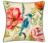 Wylder Nature Nectar Garden Bluebird Velvet Piped Polyester Filled Cushion
