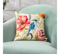 Wylder Nectar Garden Bluebird Velvet Piped Feather Rich Filled Cushion