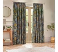 Wylder Ophelia Blue and Saffron Floral Jacquard Pencil Pleat Curtains
