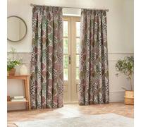 Wylder Ophelia Jacquard Floral Pencil Pleat Curtains - Rednut - 229cm x 183cm - Rednut - 100% Polyester