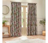 Wylder Ophelia Jacquard Floral Pencil Pleat Curtains - Rednut - Rednut - 229cm x 183cm