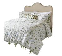 Wylder Reversible Cotton Meadow Floral Duvet Cover Set - White/Cornflower - White/Cornflower - Double